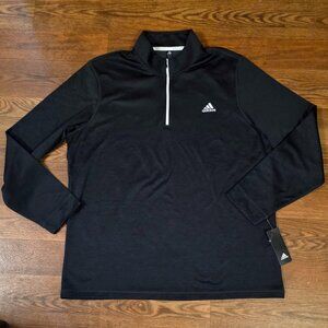Men's ADIDAS Heather Fleece 1/4 Zip Pullover Black Sz 2XL XXL NWT